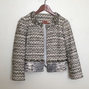 TORY BURCH tweed rhinestone blazer